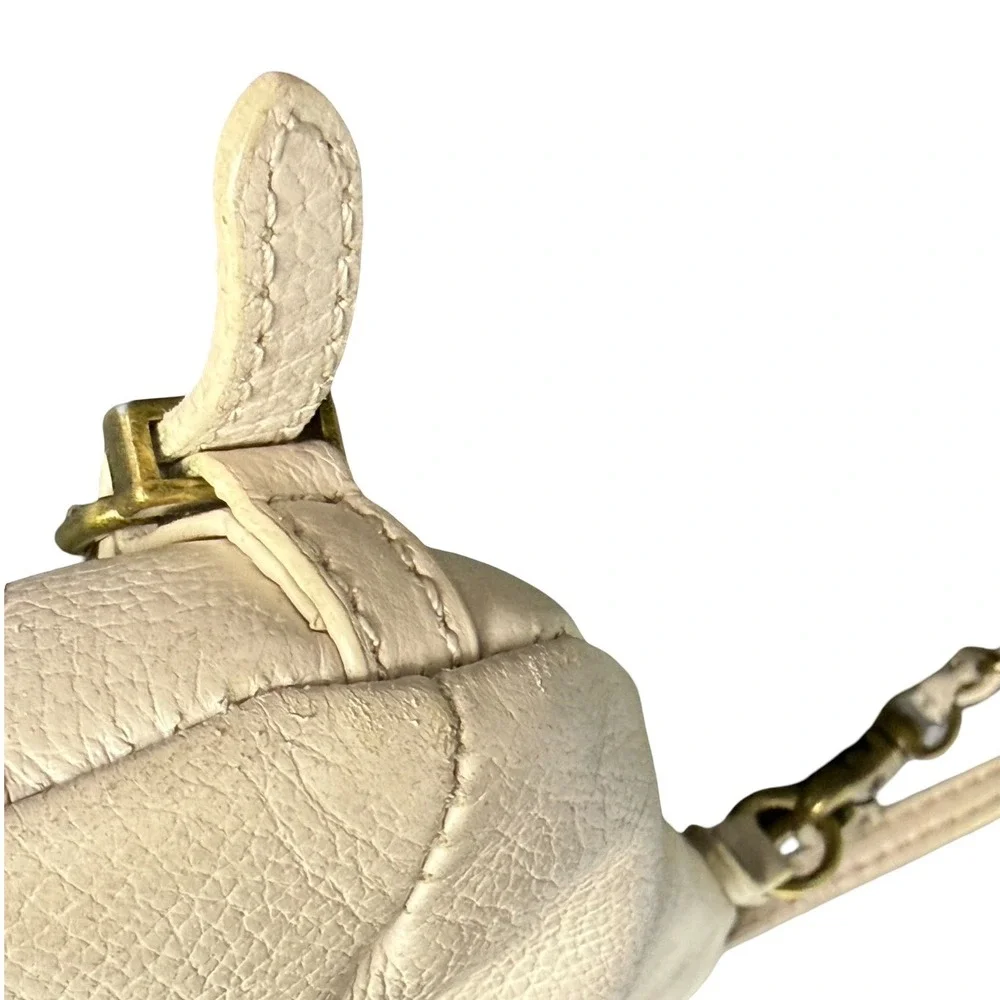 Elliott Lucca Cream Leather Crossbody Bag Triple Zip Chain Strap Woven Small Y2K